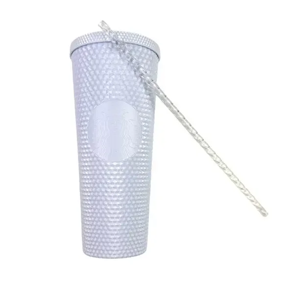 Starbucks Spring 2024 Studded Bright Snow White Glossy Venti 24oz Tumbler Cup - Picture 9 of 9